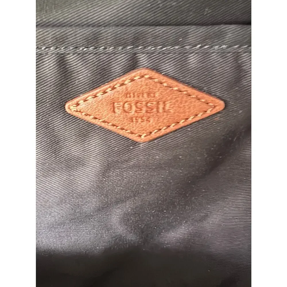 NWT Fossil Black Canvas & Brown Leather Classic Retro Vintage Backpack OS